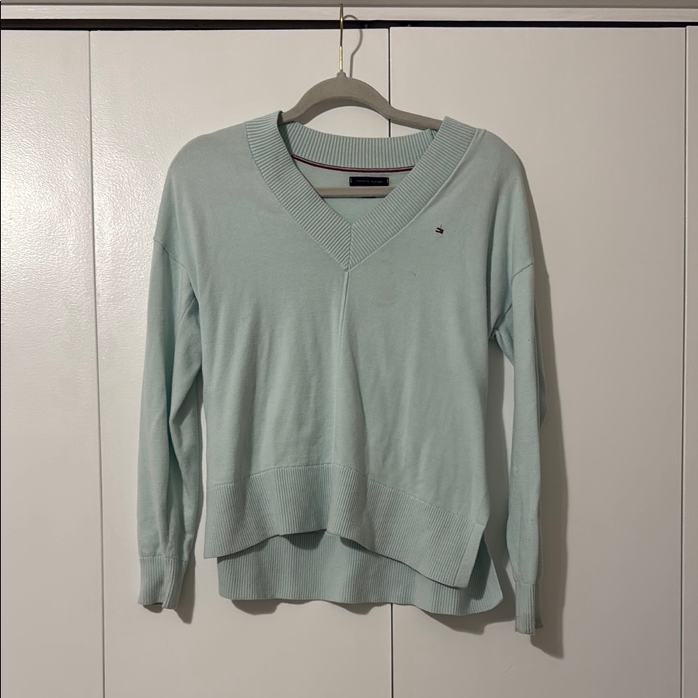 Tommy Hilfiger Blue V-Neck Sweater